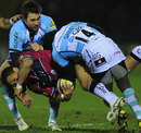 Sale's Johnny Leota is tackled by Worcester's Alex Grove