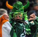 An Ireland supporter expresses their disappointment at the Six Nations match being postponed