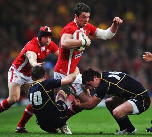 Wales' Alex Cuthbert takes the attack to Scotland, Wales v Scotland, Six Nations, Millennium Stadium, Cardiff, Wales, February 12, 2012