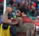 Gloucester's Jim Hamilton salutes the fans after victory