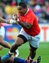 Tonga's Halani Aulika spots a gap