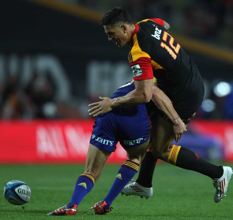 Chiefs centre Sonny Bill Williams loses the ball in contact