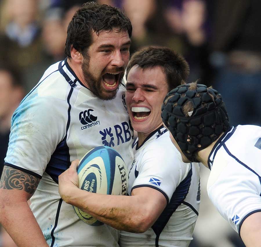 Scotland's Lee Jones takes the plaudits for his try