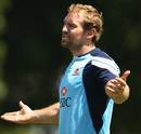 The Waratahs' Rocky Elsom tries to get his point across in training