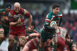 Leicester Tigers' Ben Youngs makes a break, Leicester Tigers v Gloucester, Aviva Premiership, Welford Road, Leicester, March 4, 2012
