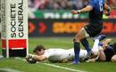 England fullback Ben Foden reaches out to score