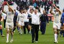Stuart Lancaster celebrates England's victory