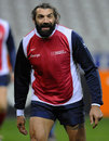 Sebastien Chabal practises during a training session