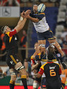 The Brumbies' Leon Power tries to claim the ball