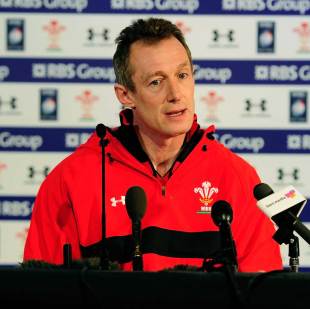 Wales assistant coach Rob Howley addresses the media on the day Mervyn Davies died, Cardiff, March 16, 2012