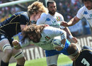 Italy's Martin Castrogiovanni is stopped in his tracks