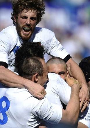 Italy celebrate their win, Italy v Scotland, Six Nations, Stadio Olimpico, Rome, Italy, March 17, 2012