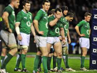 Ireland re-group after conceding a score, England v Ireland, Six Nations, Twickenham, England, March 17, 2012