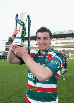 George Ford parades the Anglo-Welsh Cup, Leicester v Northampton, Anglo-Welsh Cup Final, Sixways, Worcester, England, March 18, 2012