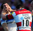 Gloucester's Freddie Burns gets to grips with Exeter's Haydn Thomas