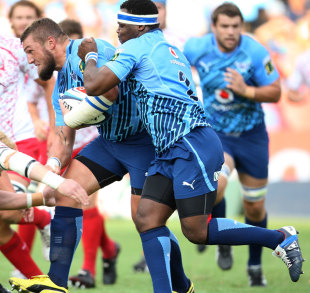 The Bulls' Dean Greyling charges forward, Bulls v Reds, Super Rugby, Loftus Versfeld, Pretoria, South Africa, March 24, 2012