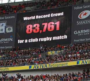 Saracens attracted a world record crowd to Wembley, Saracens v Harlequins, Aviva Premiership, Wembley Stadium, London, England, March 31, 2012