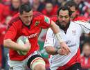 Munster No.8 James Coughlan charges into space
