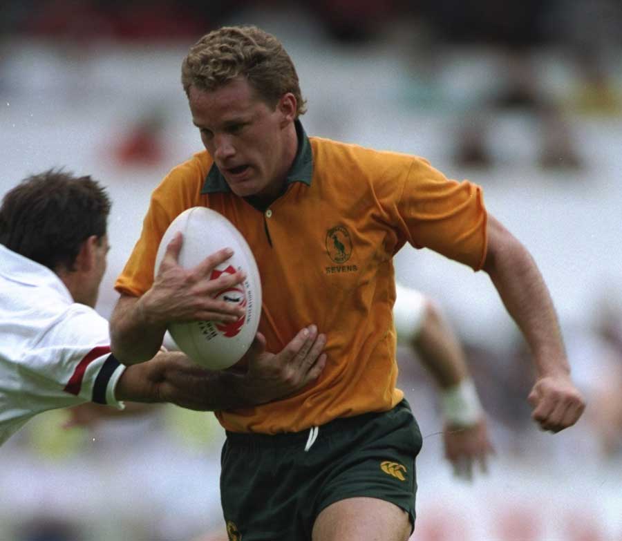 Australia's Michael Lynagh on the charge against the American Eagles