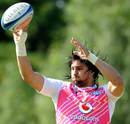 The Bulls' Jacques Potgieter plucks a lineout during training