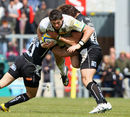 Northampton's James Downey finds no way through the Exeter defence