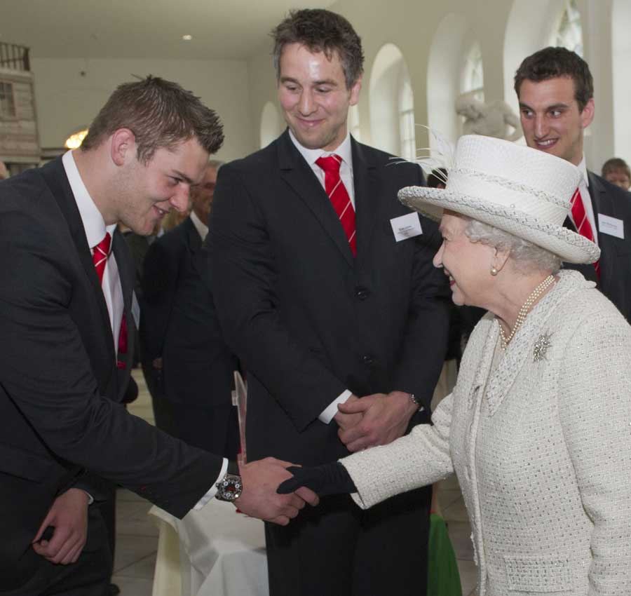 The Queen greets Welsh Grand Slam winner Dan Lydiate