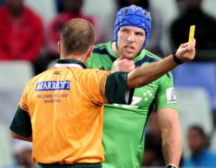 The Highlanders' James Haskell is swamped by the Cheetahs' defence