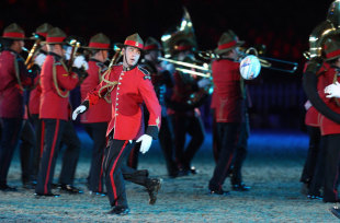 A member of the New Zealand Army Band plays rugby at the Diamond Jubilee Pageant