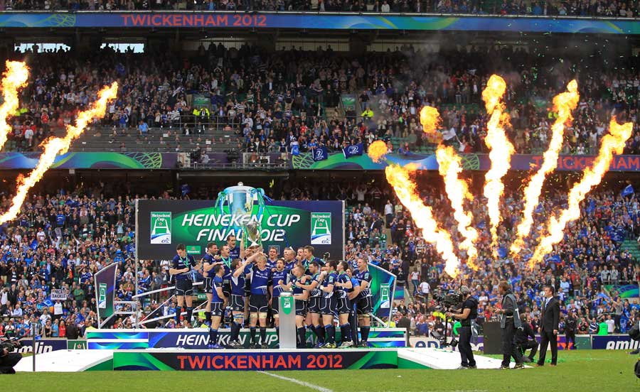 The fireworks are unleashed as Leinster lift the trophy