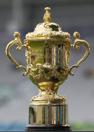 The Webb Ellis Trophy on display at Otago Stadium, Dunedin, New Zealand, September 24, 2011