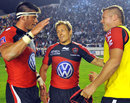 Toulon's Christophe Samson, Jonny Wilkinson and Joe van Niekerk celebrate victory