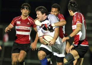 Mike MacDonald of USA in action during match between Japan and USA at Prince Chichibu Memorial Rugby Stadium in Tokyo, Japan on November 22, 2008.
