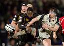 Wasps' Serge Betsen battles for possession in the match against Sale