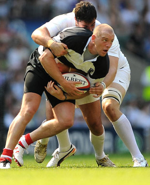 The Barbarians' Mike Tindall looks for support, England v Barbarians, Twickenham, England, May 27, 2012