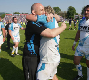 Ospreys boss Steve Tandy embraces his players
