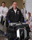England coach Stuart Lancaster arrives in Johannesburg
