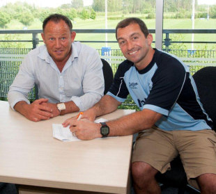 Sale Sharks' chief executive Steve Diamond and new director of rugby Bryan Redpath, Sale Sharks training ground, England, May 31, 2012