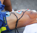 Digby Ioane receives treatment from a muscle stimulation device