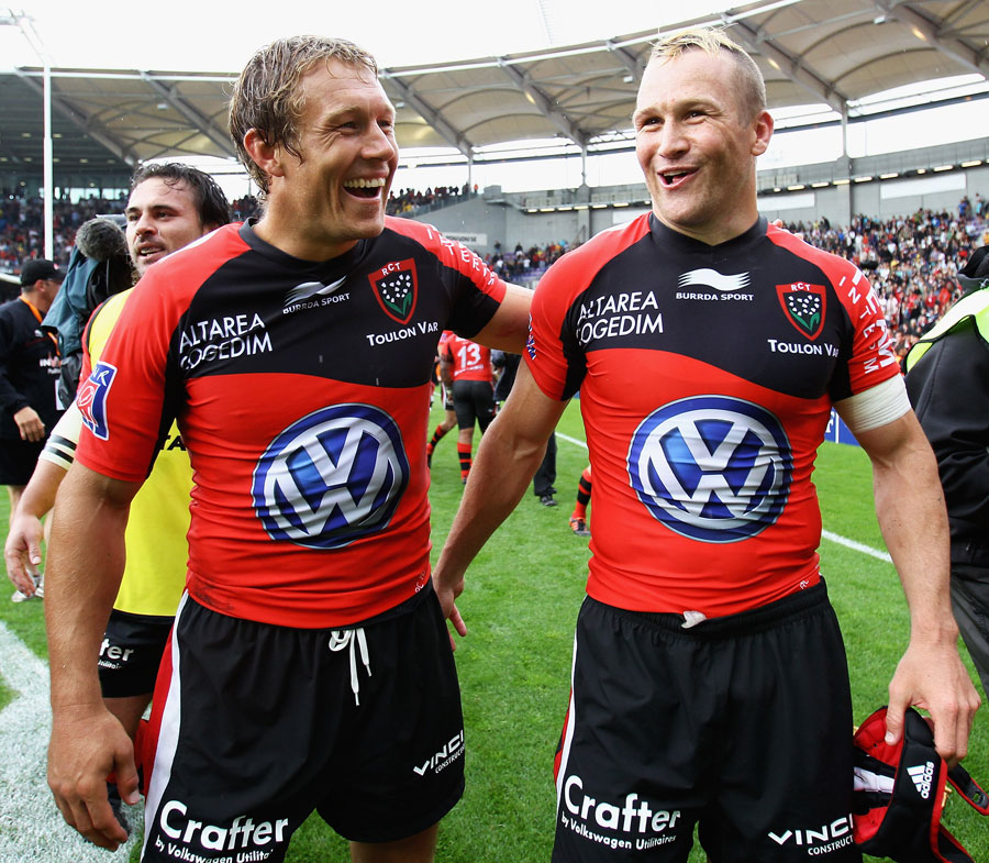 Toulon's Jonny Wilkinson and Matt Giteau are all smiles