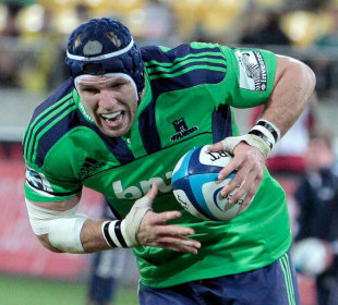 James Haskell burst forward for the Highlanders. Hurricanes v Highlanders, Westpac Stadium, Wellington, New Zealand, March 17, 2012