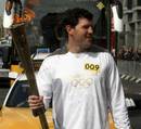 Former Ireland international Shane Horgan with the Olympic Flame on the Torch Relay