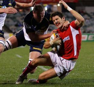 Wales' James Hook gets to the tryline, Brumbies v Wales, Canberra, Australia, June 12, 2012