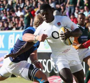 England's Christian Wade goes over for their second try, SA Barbarians (South) v England, Kimberley, South Africa, June 13, 2012
