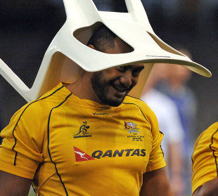 Australia's Sekope Kepu is all-smiles during a team photo call, Docklands Stadium, Melbourne, Australia, June 15, 2012