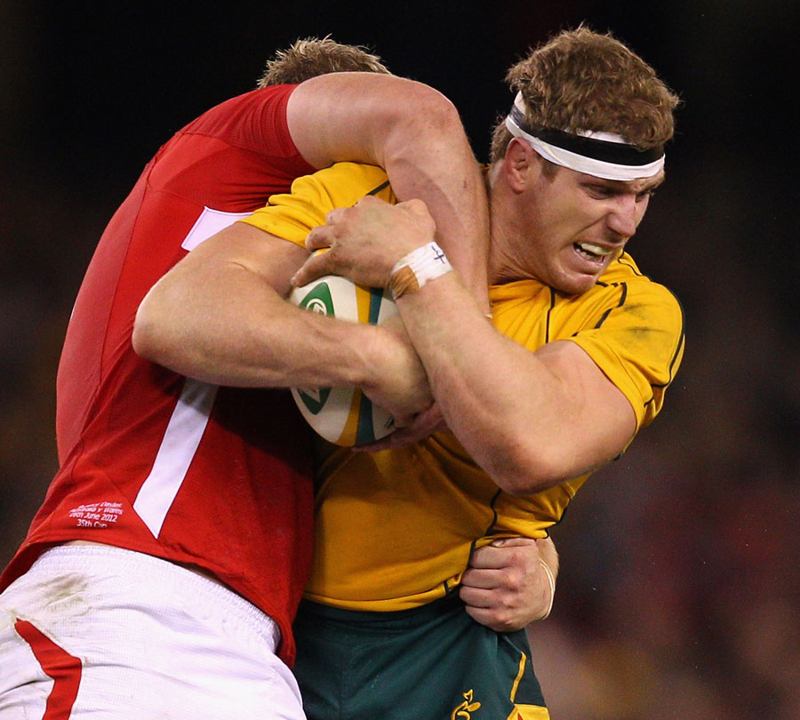 Australia's David Pocock fights to control the ball
