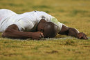 England's Ugo Monye lies injured