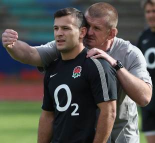 England's Danny Care receives some instructions from Graham Rowntree, Port Elizabeth, South Africa, June 21, 2012