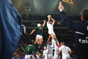 England's Tom Palmer claims the lineout