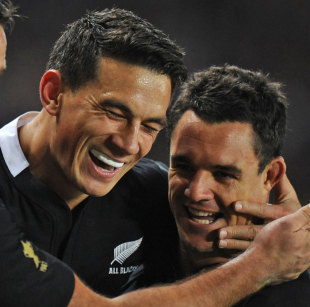 New Zealand's Sonny Bill Williams and Dan Carter, New Zealand v Tonga, Rugby World Cup, Eden Park, Auckland, New Zealand, September 9, 2011