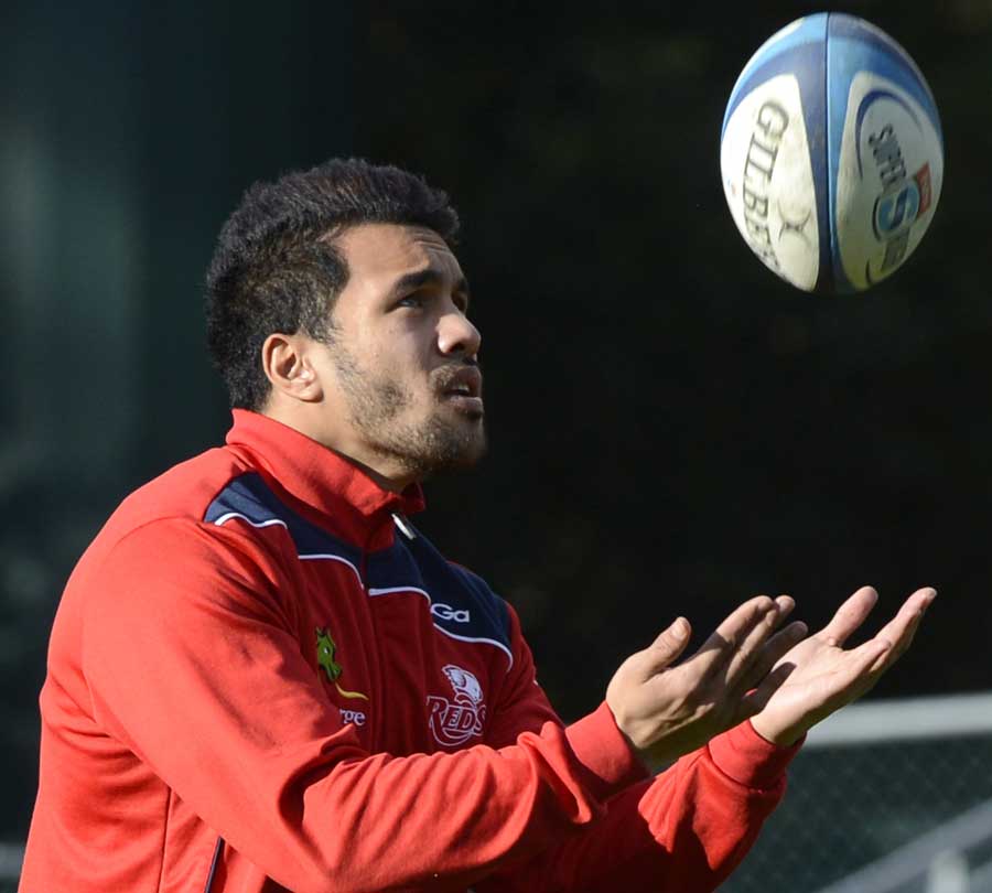 The Reds' Digby Ioane keeps his eye on the ball